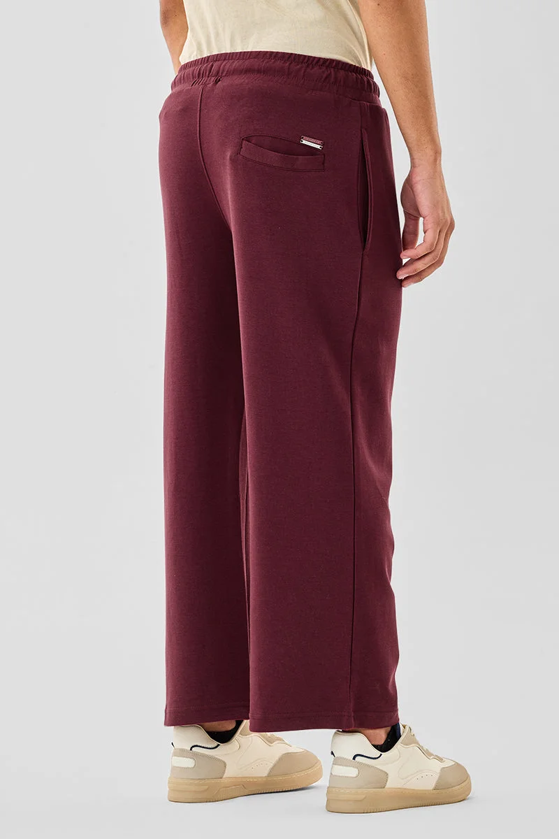 SNITCH Maroon Core Lab Knit Wide Leg Pants for Men | Best Price UAE